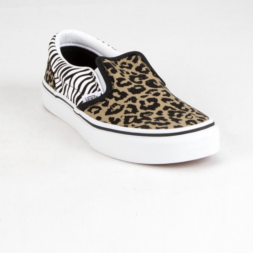 VANS Animal Mix Classic Slip-On Juniors Shoes Leopard & Zebra Print Size 3Y